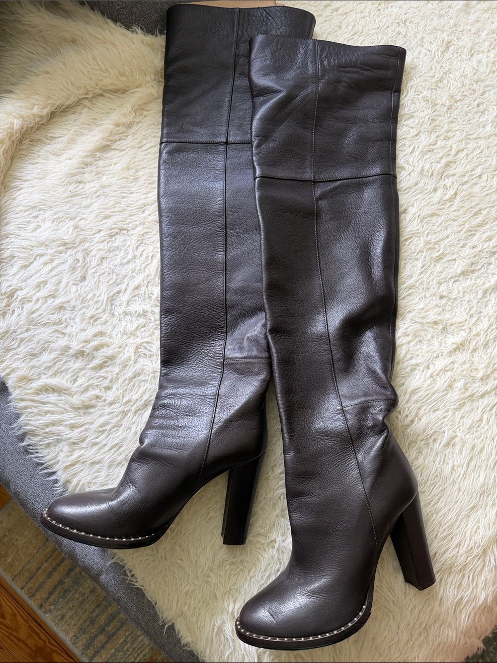 Tamara Mellon Dark Brown Leather Over-the-Knee Boots
